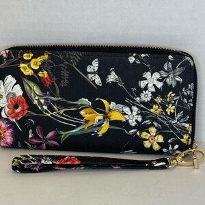 Floral Black Clutch with Multicolor Design
